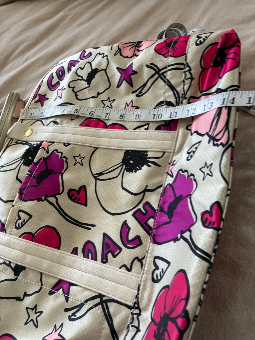 Coach Floral Graphic Tote in Off White, Pink & Magenta - Picture 7 of 9